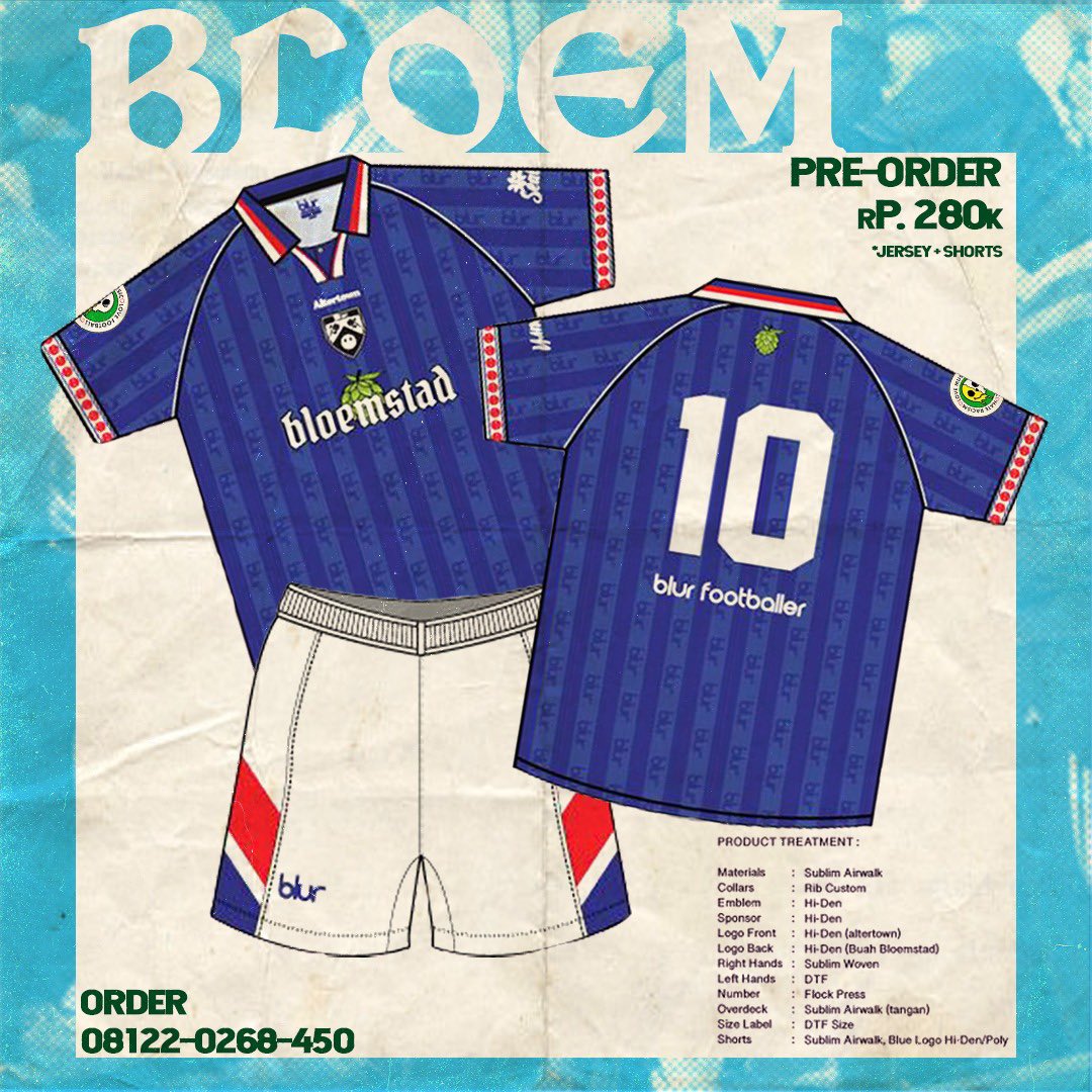 bloemstadco's tweet photo. Unveiling the fusion of style and passion:
The result of a dynamic collaboration between Blur Footballer, Altertown Studio and bloemstad.
Our new football jersey is more than just fabric – it's a statement of art in motion.
⚽🎨 #bloemstad #RebelMeetsFootball #altertownstudio https://t.co/dPgrt1VOD4