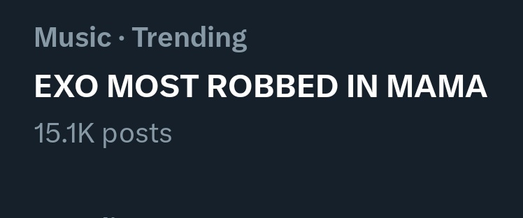 EXOBreakingNews's tweet photo. EXO MOST ROBBED IN MAMA
EXO MOST ROBBED IN MAMA
EXO MOST ROBBED IN MAMA
EXO MOST ROBBED IN MAMA

CURRENTLY TRENDING ON TWITTER @MnetMAMA @weareoneEXO https://t.co/5ldXBlbz6Z