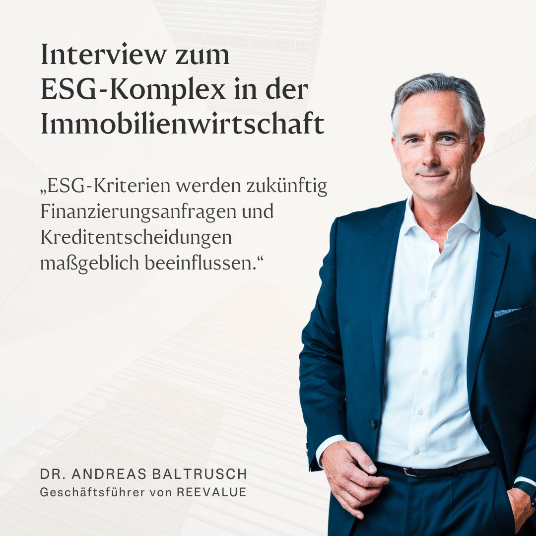 Engel & Völkers Berlin (@engelvoelkersb) on Twitter photo „ESG-Kriterien werden zukünftig #Finanzierungsanfragen und #Kreditentscheidungen maßgeblich beeinflussen“, sagt Dr. Andreas Baltrusch, Geschäftsführer von REEVALUE.
Zum Interview: engelvoelkers.com/de-de/berlinco…
#Immobilienwirtschaft #ESG #Nachhaltigkeit #Energieeffizienz #REEVALUE „ESG-Kriterien werden zukünftig #Finanzierungsanfragen und #Kreditentscheidungen maßgeblich beeinflussen“, sagt Dr. Andreas Baltrusch, Geschäftsführer von REEVALUE.
Zum Interview: engelvoelkers.com/de-de/berlinco…
#Immobilienwirtschaft #ESG #Nachhaltigkeit #Energieeffizienz #REEVALUE