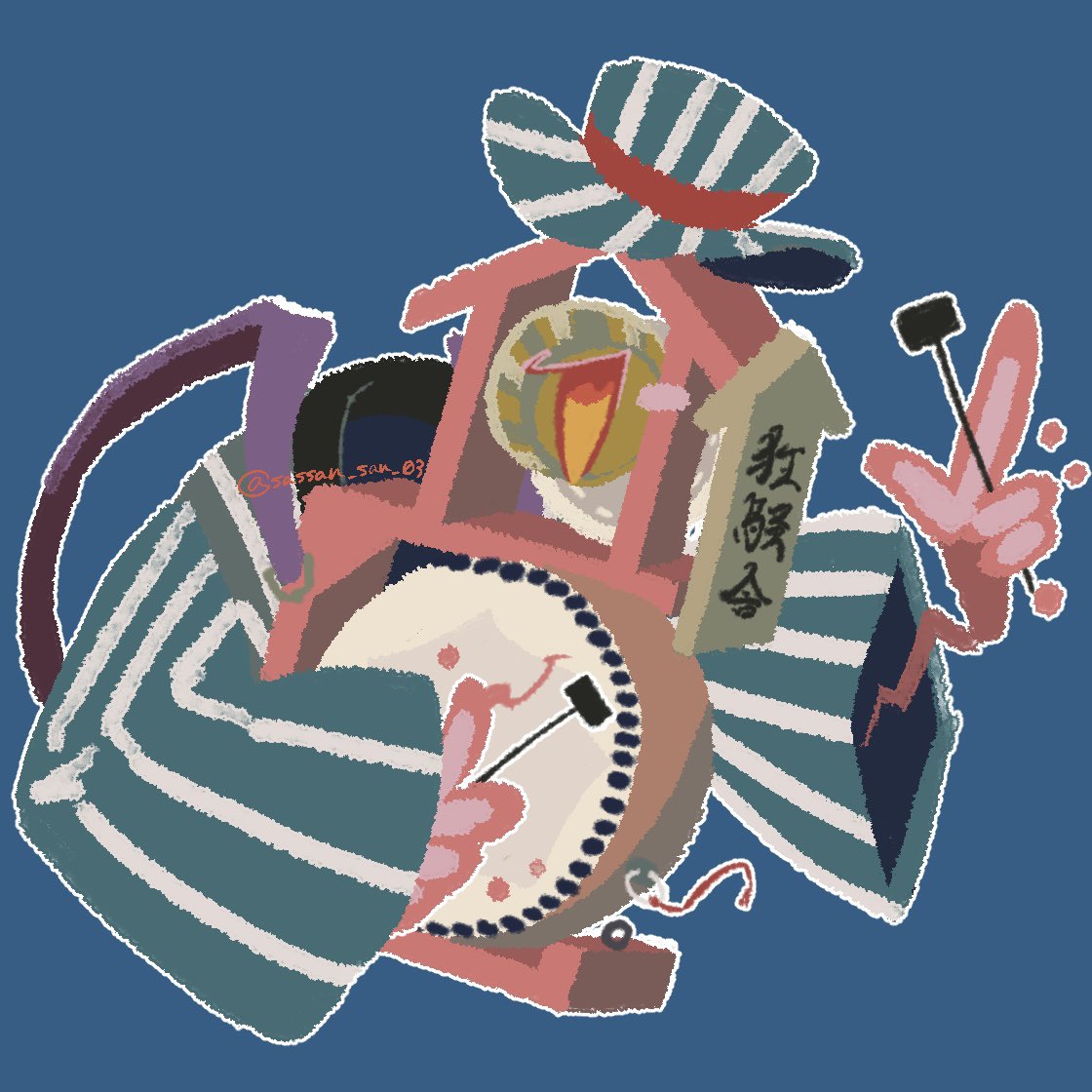 「#おためしデッドストック チンドン屋の付喪神(太鼓) 」|ササン三 / Sassan03のイラスト
