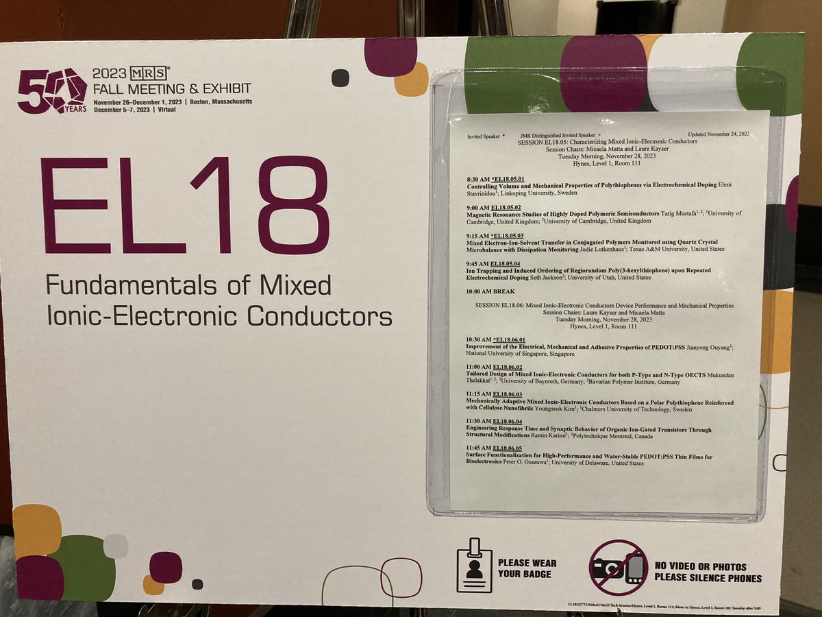 We are back for more fundamentals of mixed conductors at #F23MRS today, starting with @EleniStavrin at 8:30 am in Hynes 111! 🤩 ☕️