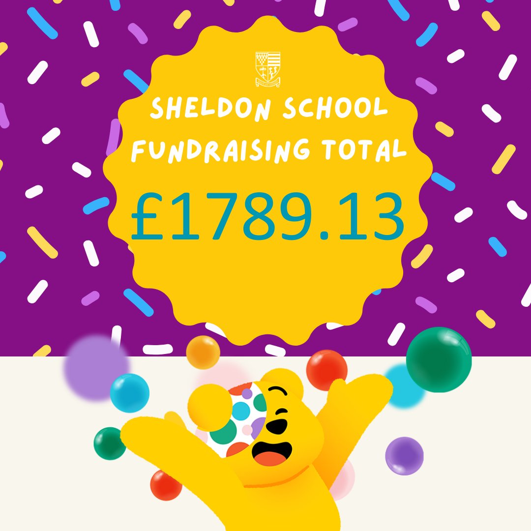 Our grand total for @bbccin stands at £1789.13!
Well done to everyone involved for putting together such a SPOTacular event. Thank you to everyone in our school community for their generous donations! 
Read more about n our website
sheldonschool.co.uk/home/news-3/la…