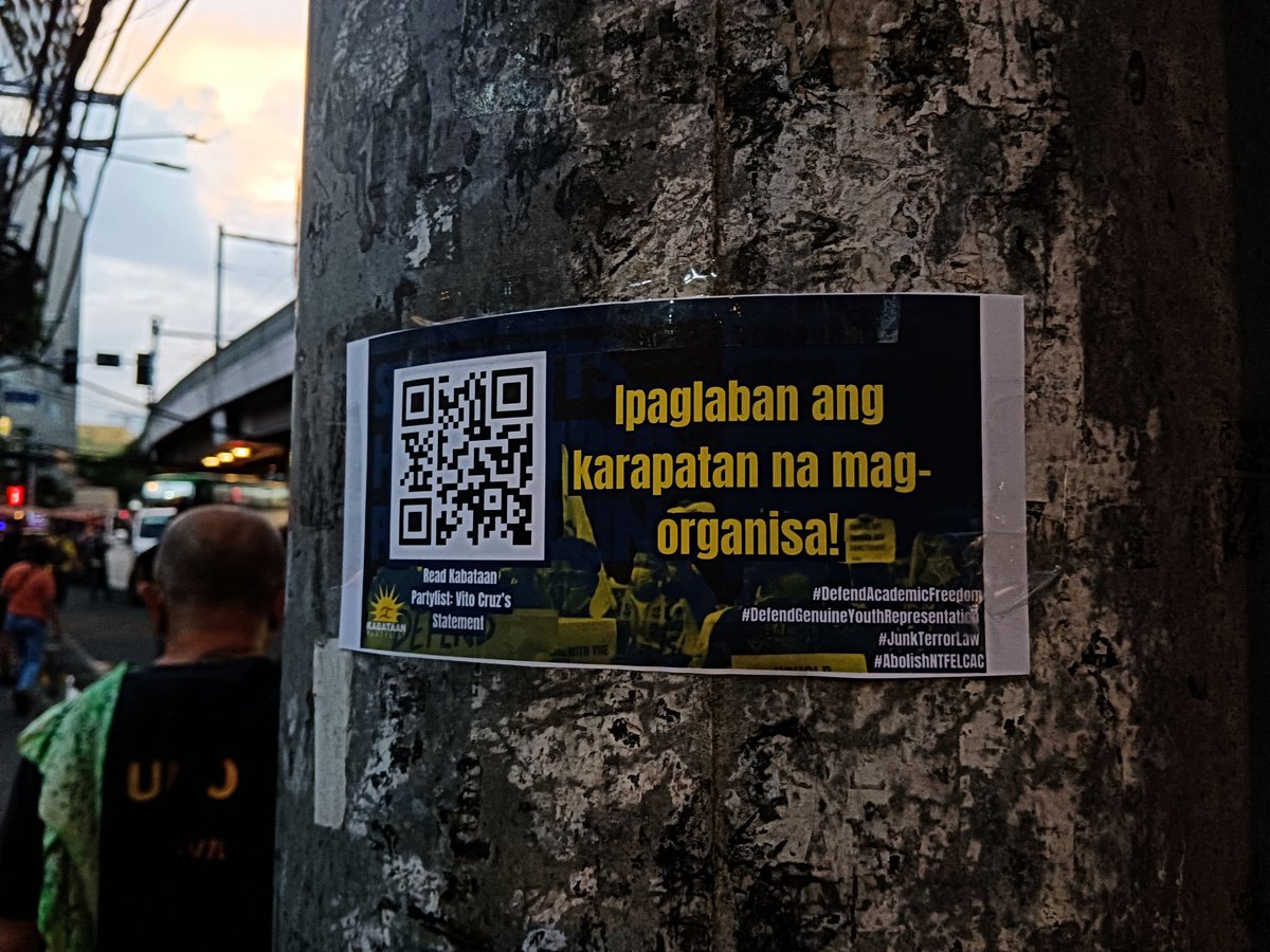 LOOK: Posters around CSB and La Salle are displayed in light with tomorrow's hearing about Sen. Bato dela Rosa and its threat to academic freedom. 

Scan the qr code to learn more about the issue ‼️🔍

#DefendAcademicFreedom
#JunkTerrorLaw