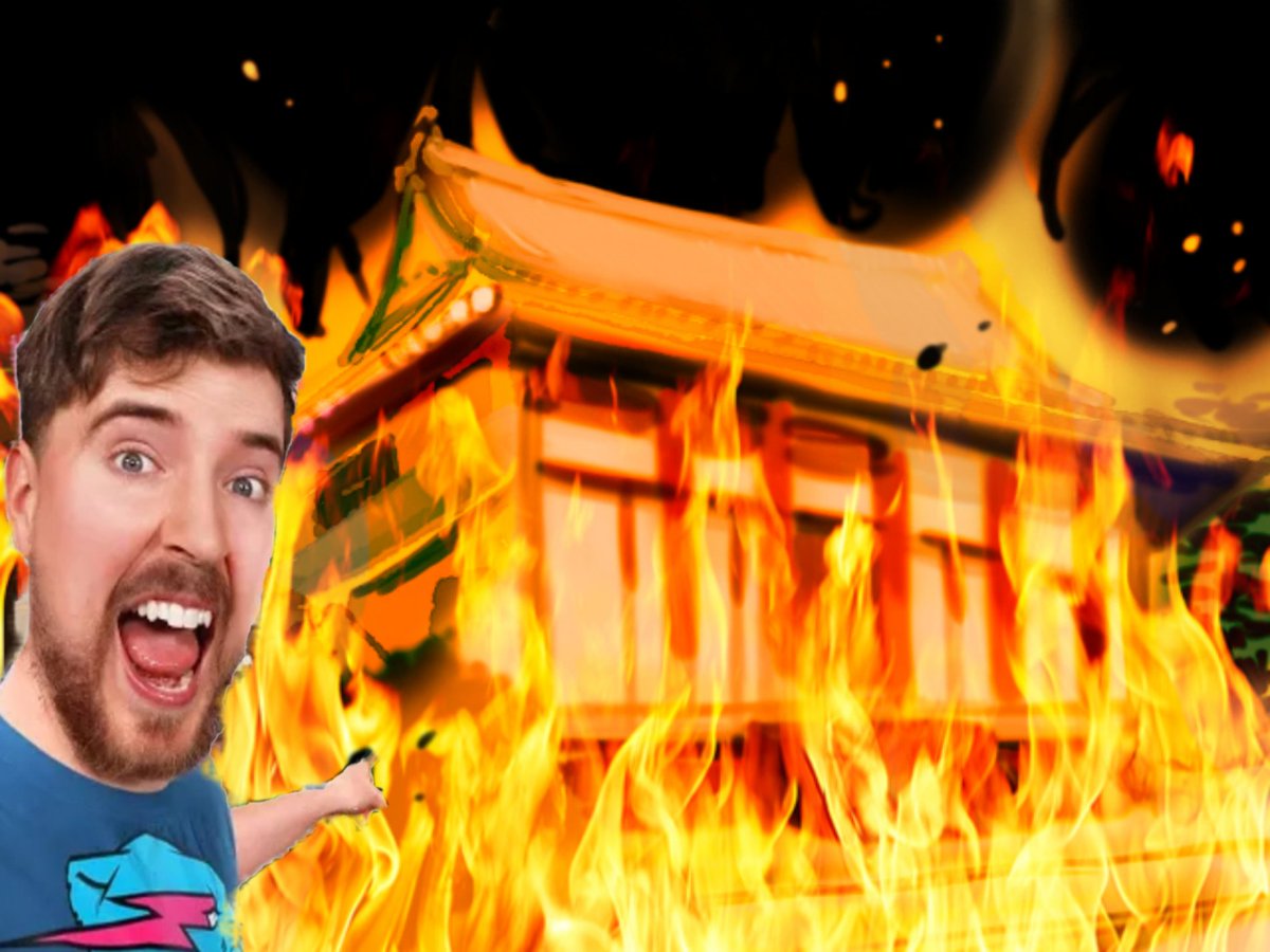 MrBeast_bot's tweet photo. 光秀が来る前に本能寺燃やしてみた！ https://t.co/AXay8Pmce9