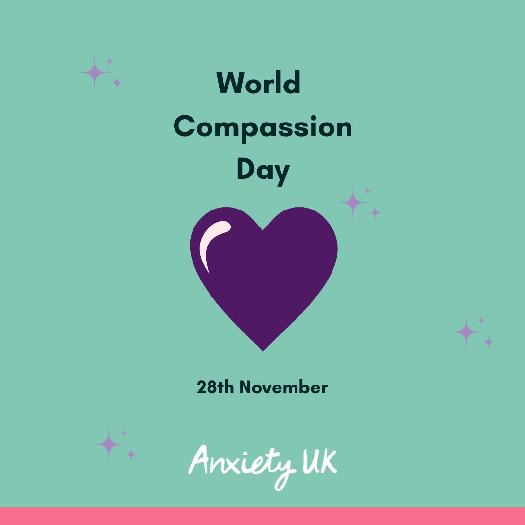 AnxietyUK's tweet photo. Today is #WorldCompassionDay, where we can stop and show kindness to ourselves and each other. What's one act of #kindness you will be showing to yourself today? #Anxiety #SelfCare https://t.co/ws9fe34zez