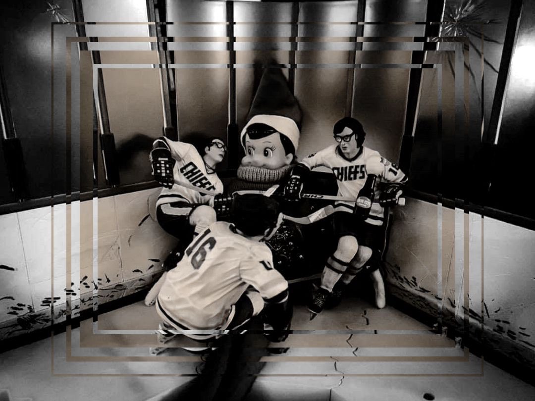 Round one #elfontheshelf #Tuesday #PuttingOnTheFoil #SlapShot