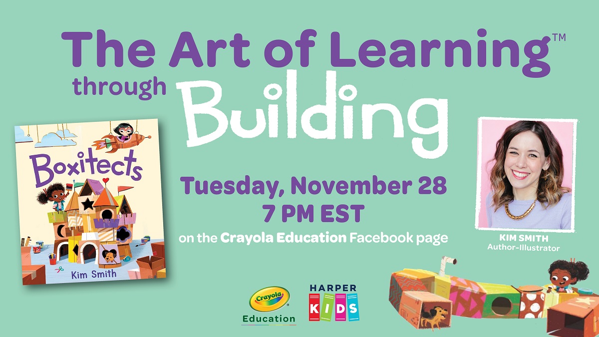 📦TONIGHT @ 7PM EST📦

Celebrate #STEAM Month with @kimdraws, author-illustrator of BOXITECTS—a story about creating extraordinary things out of ordinary cardboard💡📝📦.

Then join Kim as she illustrates teamwork and cardboard designs!

Watch here: fb.me/e/1fvbqOcLA