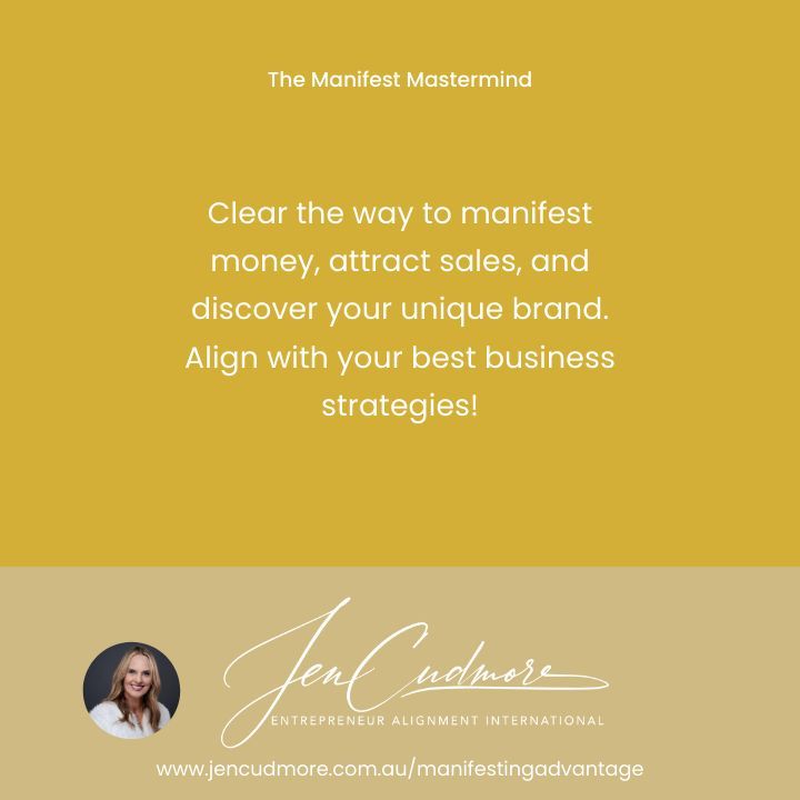 CudmoreJen's tweet image. Clear the invisible blocks to success with Business Kinesiology™, Energy work, and mindset techniques. The Manifest Mastermind is your key to a more expansive future! 

#MoneyMagnet #InnerGame #ManifestSuccess #BusinessCoaching #manifest #business #entrepreneurmindset