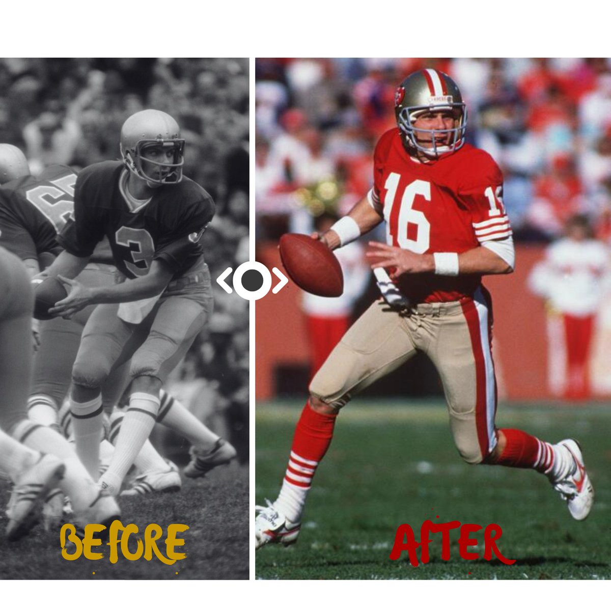 In 1975, Joe Montana had just finished his freshman year at Notre Dame.

He was last on the depth chart.

His coach said, "Joe was even behind 2 walk-ons."

Montana knew the only way that he was going to play was by proving it at practice.

Joe said, "So much credence was put on