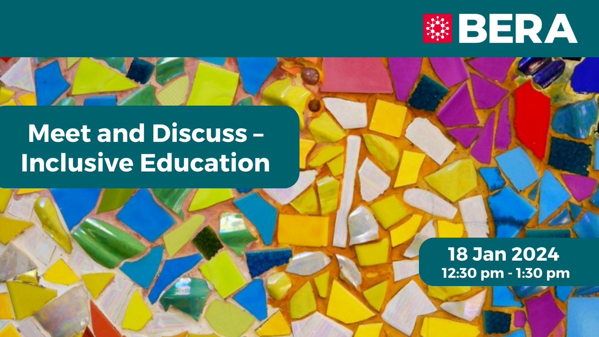 Meet and Discuss – Inclusive Education @InclusiveEdBERA

Join the Inclusive Education SIG meeting to network with colleagues, learn about the activities of the SIG and plans for 2024 and onwards.

🗓️ 18 Jan 2024 12:30 pm - 1:30 pm

Register here: bera.ac.uk/event/meet-and…