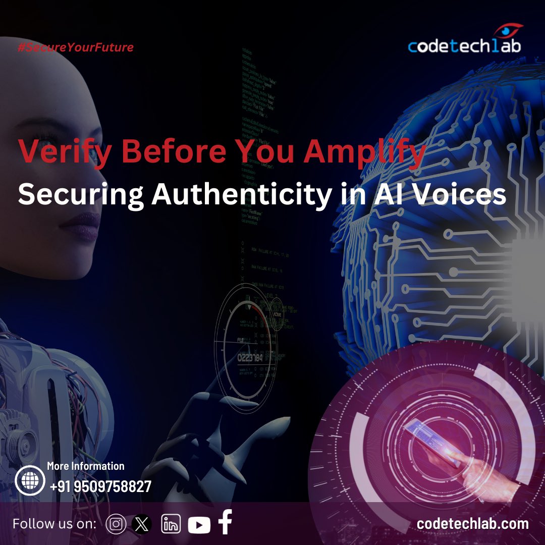 CodeTechLab's tweet image. Criminals are using artificial intelligence technology in a scary new AI scam, but knowing the red flags can help you avoid becoming their next victim

#codetechlab #penetrationtesting #studentsfuturegrowth #internships #corporatetraining #industrialtraining
#cybersecurity