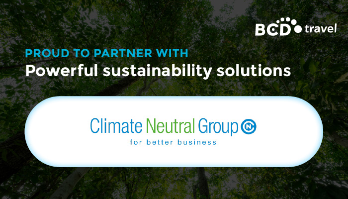 BCDTravel's tweet photo. Sustainability should be top of mind in business travel. We’re proud to partner with leaders in the #sustainability space like BCD marketplace partner Climate Neutral Group. Explore ways to mitigate your company’s carbon footprint here: https://t.co/uJw1nJtKsY

@ClimateNeutralGr https://t.co/XbIB5Ie9rX