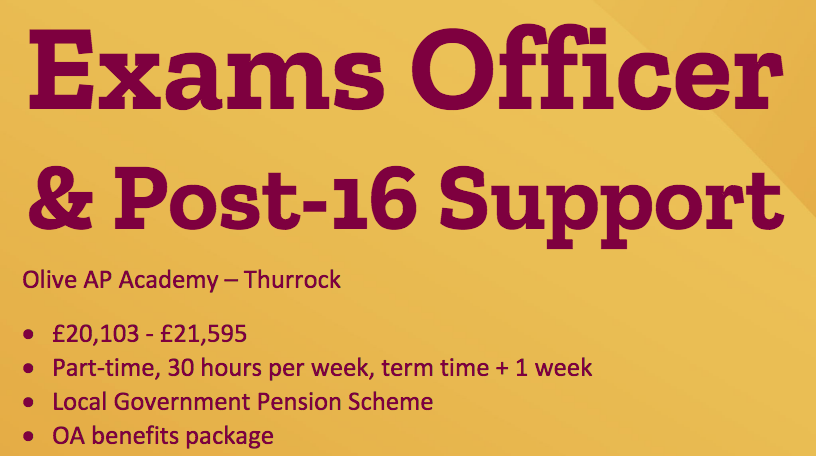 Job alert! We’re looking for a highly efficient and experienced Exams Officer to also support young people making applications to post-16 provisions. Application deadline: 12noon on Thursday 30 November: tinyurl.com/thm7529r