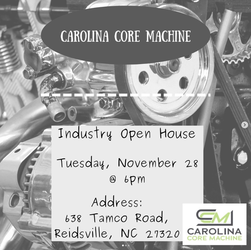 Just a reminder! Hope to see you tonight at Carolina Core Machine - 638 Tamco Road, Reidsville, NC 27320