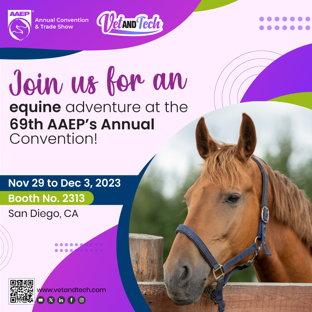 Embark on an equine odyssey at the 69th Annual AAEP Convention in San Diego!

Join us from Nov 29 to Dec 3, 2023, and explore the future of equine veterinary surgery.

Visit VetandTech at booth no. 2313

@aaephorsedocs #AAEP2023 #EquineVets #VetCommunity #HorseCare #HorseVet