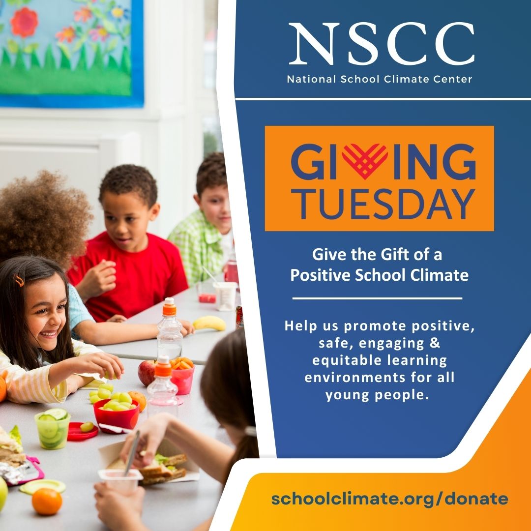 NSCC is dedicated to ensuring that all students are in a school where they feel safe and valued. Your donations support our programs and research on school climate, SEL &amp; bullying prevention.
Consider a donation at schoolclimate.org/donate #GivingTuesday #SchoolClimate