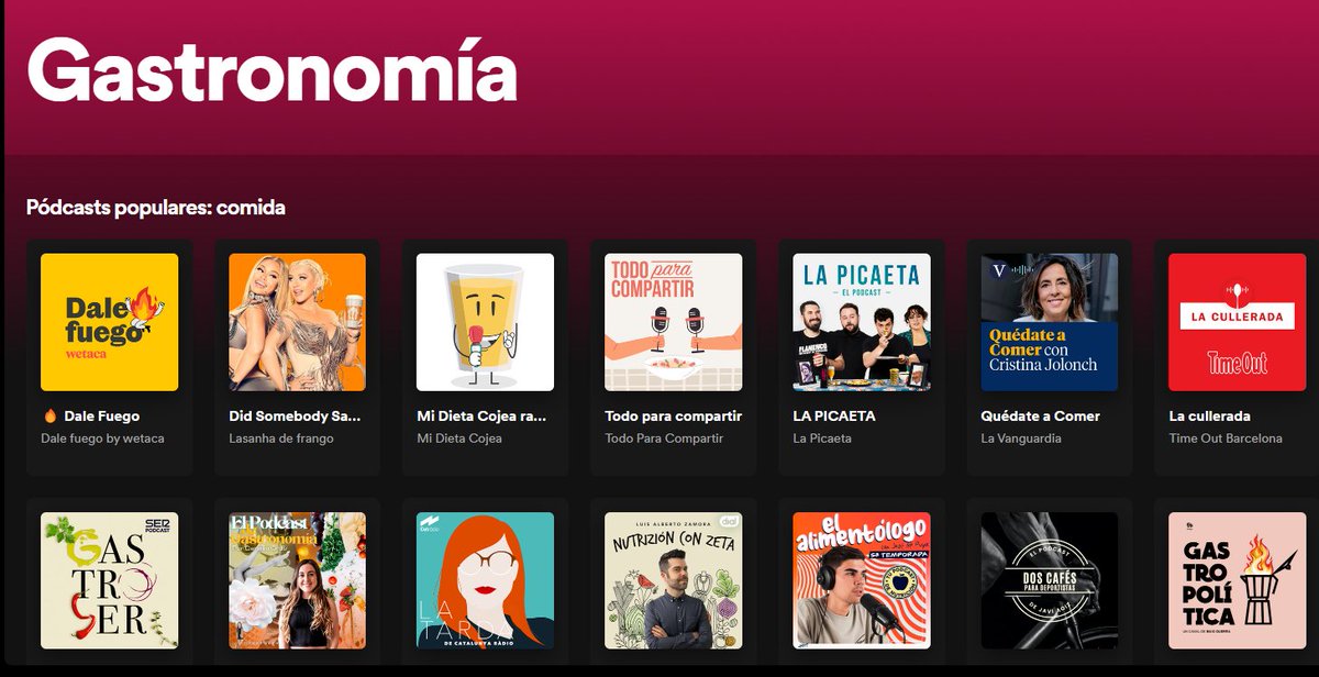 En <a href="/wetaca/">Wetaca</a> nos flipa la gastronomía y creíamos que era una buena idea sacar un podcast donde hablásemos en profundidad de comida. Estrenamos esta semana y parece que teníamos razón. Somos n1 de gastronomía en spoti. Normal, porque <a href="/efrenalvarezf/">Efrén Álvarez</a> lo hace 👌. Para escuchar👇