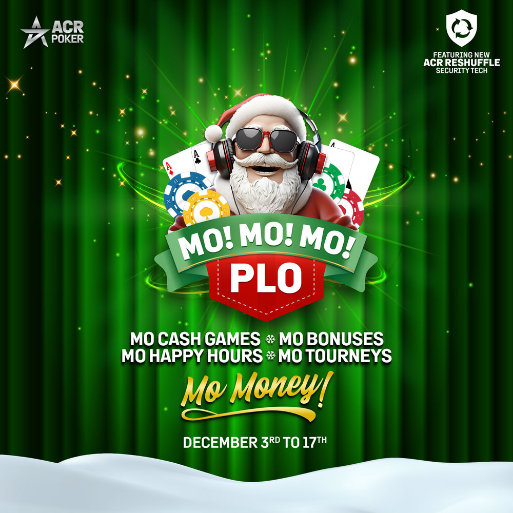 Si te gusta el PLO <a href="/ACR_POKER/">ACR Poker</a> 
te trae estas nuevas series para grindear en esta época navideña

Tendrá lugar entre el 3 y 17 de Diciembre a disfrutar 🎅