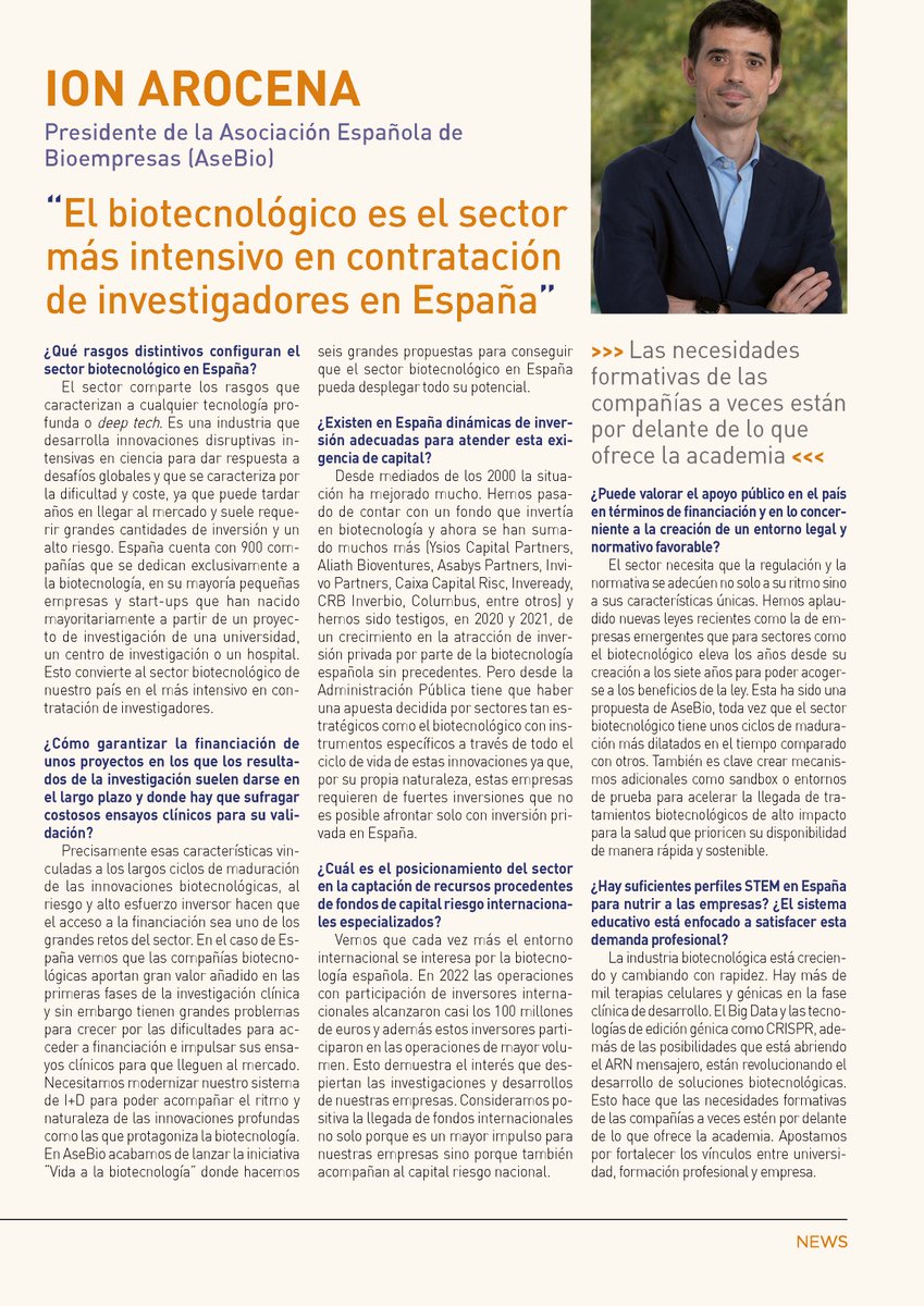 Muy interesante entrevista a Ion Arocena, Presidente <a href="/AseBio/">AseBio - Asociación Española de Bioempresas</a> en la BELLAVISTANEWS <a href="/bellavistalegal/">BELLAVISTA</a> ¡No os la perdáis!