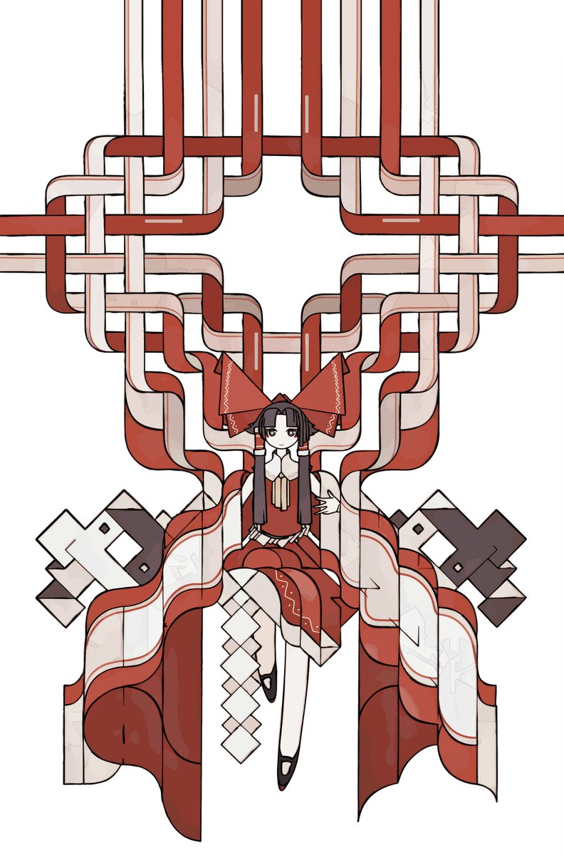 hakurei reimu 1girl solo bow hair bow red bow hair tubes detached sleeves  illustration images
