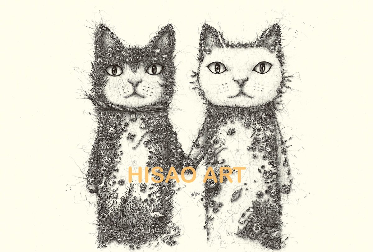 hisaoart's tweet photo. 「きみがいるだけで」
 #猫 #猫の絵 https://t.co/IVKQPVGjDN