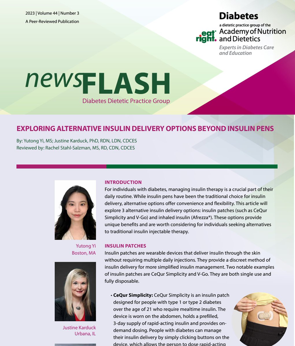 📢 @DiabetesDPG Fall Newsflash is here! In this publication, we highlighted 3 alternative #insulin delivery options:

💡 @CeQur Simplicity: Mealtime insulin patch pump 💡 V-Go: Basal insulin and bolus patch pump 
💡 #Afrezza: Rapid-acting #inhaledinsulin
@MannKindCorp #T1D #T2D