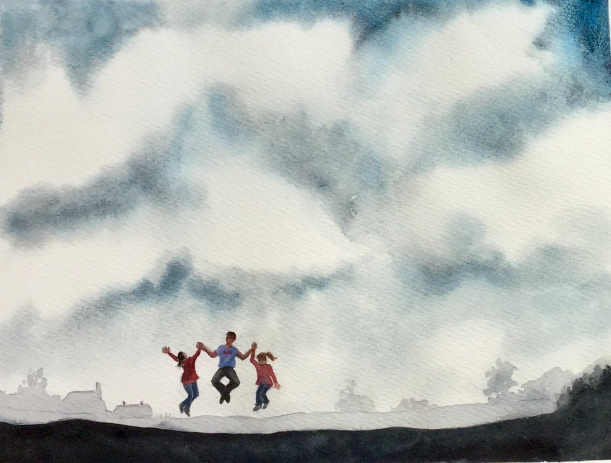 purpleartist44's tweet photo. ⁦@DailyPicTheme2⁩ a little jump for joy is in #order! “Joy” half sheet watercolour happily sold https://t.co/yrythP0R3T