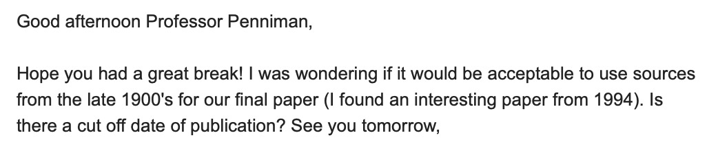 I will never recover from this student email.