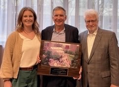 Emmett was honored for his years of service by the Va Assoc of Area Agencies on Aging. He was awarded the inaugural “Jane Haycock Woods Award“ which features a picture of the Capitol taken by the late, former Delegate Pete Giesen. Presenting are Martina James Nalley &amp; Eldon James