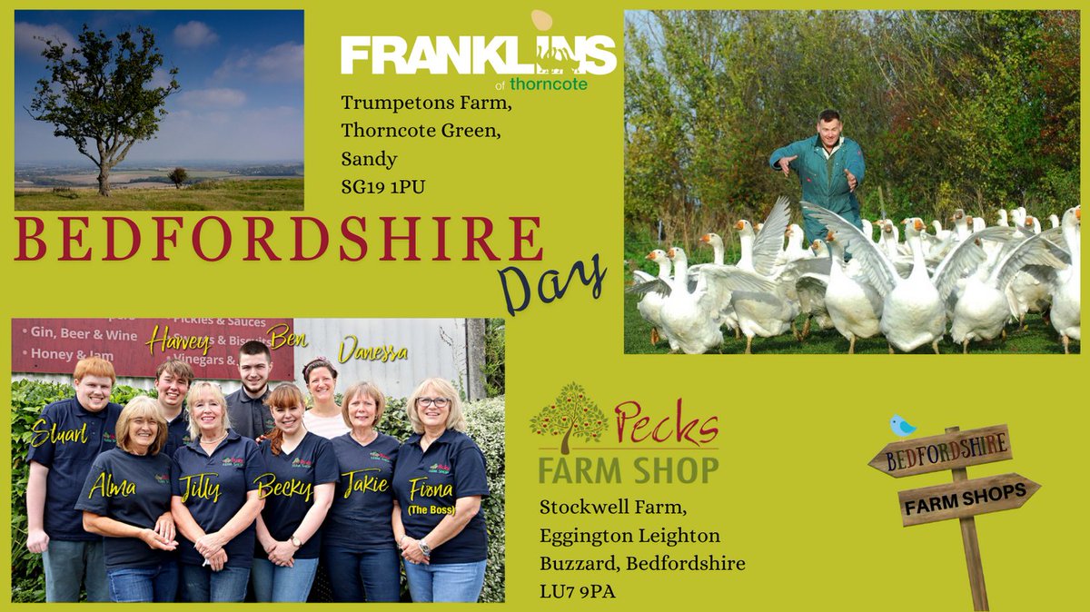 FabFarmShops's tweet photo. Let’s #celebrate #BedfordshireDay by shopping local.
Find all your #Bedfordshire #farmshops &amp; a host of #artisan producers here... https://t.co/I6xKqdOmaz
#FabulousFarmShops #FarmShopsNearMe  #SupportLocal #ShopLocal #Artisan @thorncote @PecksFarmShop https://t.co/53yAp4HhVt