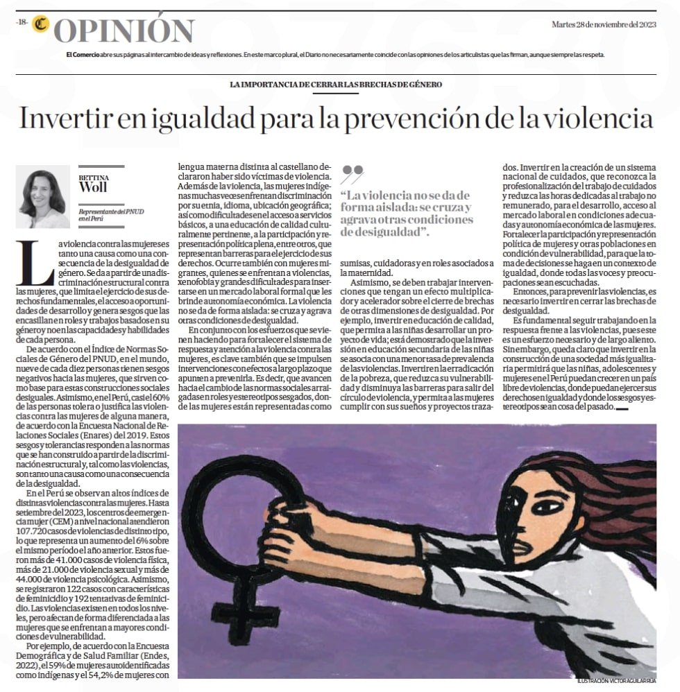Las violencias contra las mujeres no se dan de forma aislada: se cruzan y agravan otras condiciones de vulnerabilidad. Para prevenirlas es clave invertir en el cierre de brechas de desigualdad
Conoce más en el artículo de <a href="/BettinaWoll/">Bettina Woll</a> en <a href="/elcomercio_peru/">El Comercio</a>➡️ bit.ly/3N1RbUN
