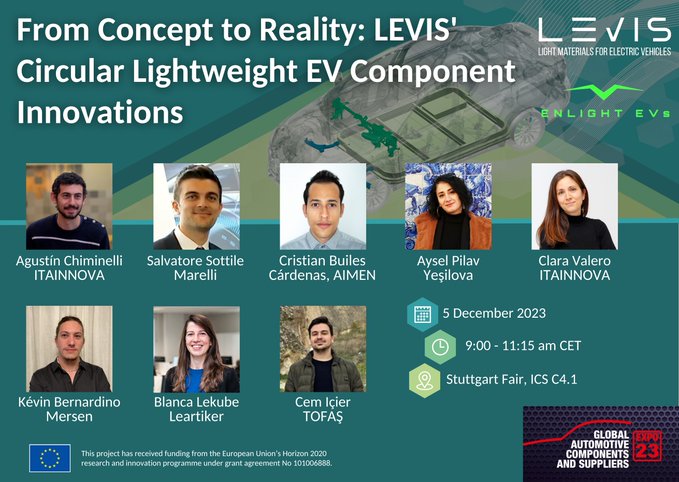 Nuestros compañeros #AgustínChiminelli y #ClaraValero de @ITAINNOVA asistirán en Alemania 🇩🇪 a #GACS 

▶️De la Idea a la Realidad: Innovaciones en Componentes de Vehículos Eléctricos Ligeros Circulares de LEVIS
<a href="/EUProject_LEVIS/">Greenvehicles LEVIS</a> 
…omotivecomponentsandsuppliersexpo.com/en/index.php
