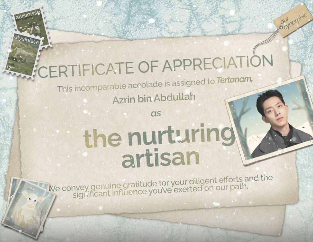 sereinisse's tweet photo. ㅤㅤ

ㅤㅤㅤㅤIn honor of your hard work,
ㅤㅤㅤㅤthis ㅤaward ㅤreflects our
ㅤㅤㅤㅤgratitude,ㅤㅤ 𝖠𝖹𝖱𝖨𝖭.
ㅤㅤㅤㅤ——————————— 🏅

ㅤㅤ https://t.co/JMSikGYvYq