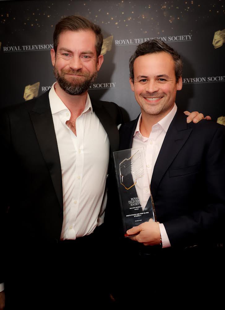 <a href="/SimonEvans25/">Simon Evans</a> and I collecting the <a href="/rts_mids/">RTS Midlands</a> writing award for #Staged
