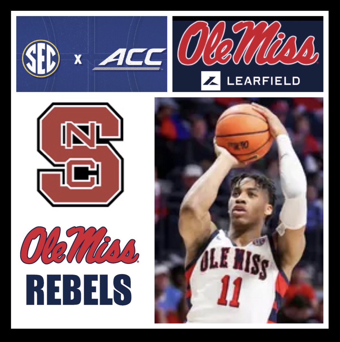 Tonight @OleMissMBB will host NC State in the SEC/ACC Challenge. Tip is 8pm & airtime 7:30pm on the @OleMissNetwork with @RebVoice & @thduker. Listen 🎧 ⬇️ 📻 local station 📱 @OleMissSports app 💻 online olemisssports.com/watch/?Live=88…