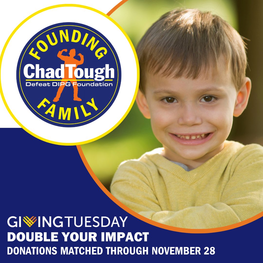 Jenny Mosier (@jennymosier) on Twitter photo Giving Tuesday is here! Please consider a donation to ChadTough Defeat DIPG Foundation in memory of Michael today, while donations are doubled by our matching donors!
chadtough.org/michael
THANK YOU! Together, we will Defeat DIPG! 💛 Giving Tuesday is here! Please consider a donation to ChadTough Defeat DIPG Foundation in memory of Michael today, while donations are doubled by our matching donors!
chadtough.org/michael
THANK YOU! Together, we will Defeat DIPG! 💛