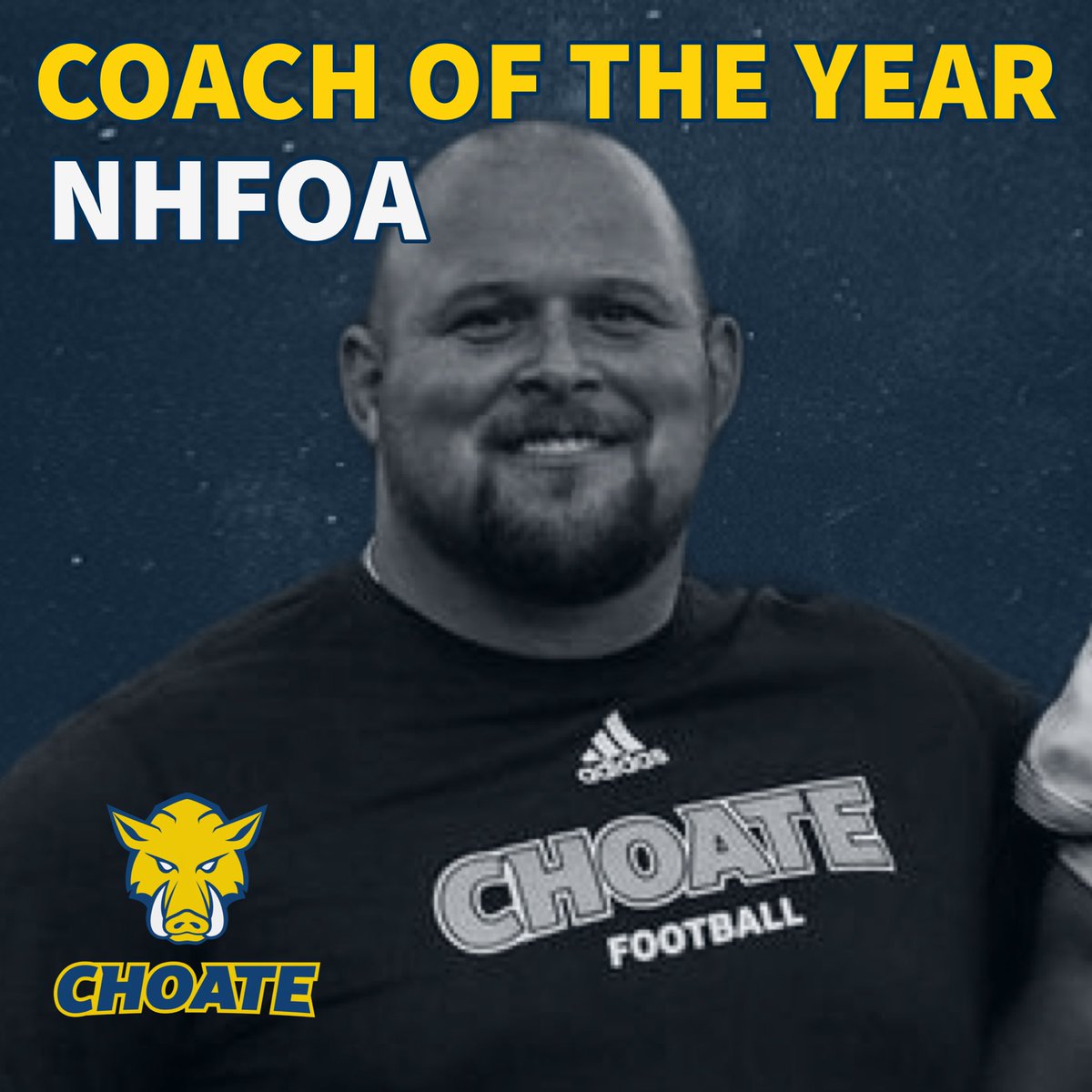 CRHFootball's tweet image. Congratulations to Coach Spinnato and the entire Choate program on being recognized by the New Haven Football Officials Association Coach of the Year! #crankit #team124 #FAMILY