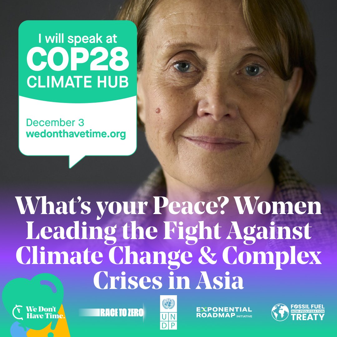 We are thrilled to welcome Kerstin Stendahl, Climate &amp; Environment Envoy, <a href="/Ulkoministerio/">MFA Finland 🇫🇮</a> to the #COP28 Climate Hub.🌐

Join this session on the interconnections between #genderequality, peace, &amp; climate resilience with <a href="/UN_Women/">UN Women</a> 

🕐Dec 3 / 13:00 GST wedonthavetime.org/events/cop28-d…