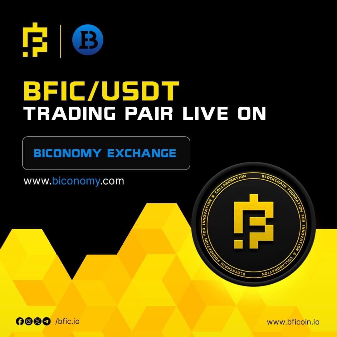 Listing Alert!
Exciting News for BFIC Community, 🥳

BFIC/USDT trading pair is now available on Biconomy 
#BFICoin #BiconomyExchange #Biconomy #listingalert #USDT #tradinglive #listing #crypto #usdt #tothefuture #tothemoon #BFIC #bficoincommunity #BFICArmy #newlisting #staytuned