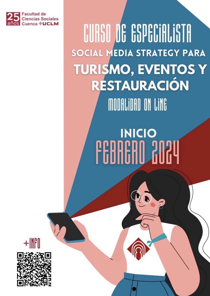Curso de Especialista en Social Media para Turismo, Eventos y Restauración. 100% Online, 300 horas (30 ECTS), impartido por profesionales, 750€, 40 plazas, inicio clases 1 febrero 2024. Más info y preinscripciones en bit.ly/UCLMEspecialis… #estudiaturismo #uclmers #uclm