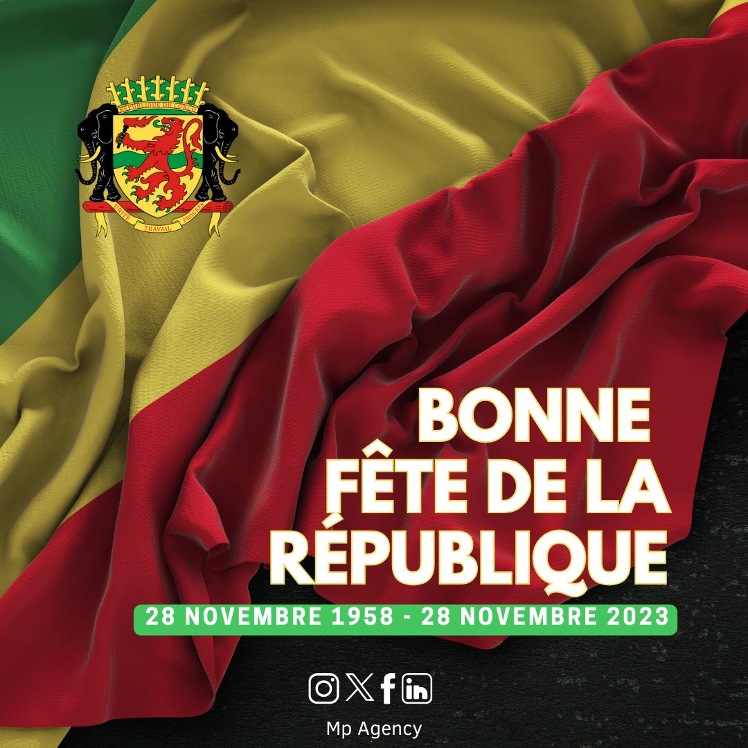 "Célébrons avec fierté les 65 ans depuis la proclamation de la République du Congo 🇨🇬! Un moment historique qui façonne notre identité nationale. #Congo65 #FiertéNationale"