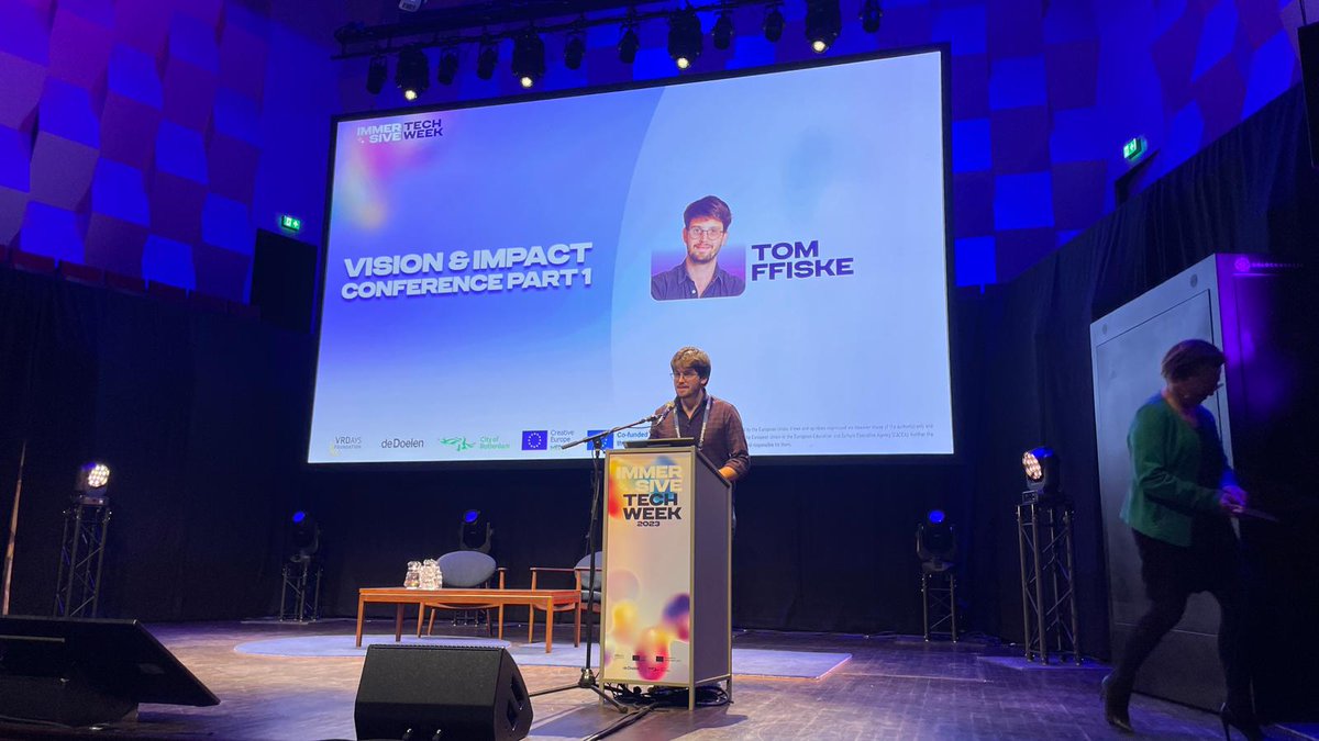 TomFfiske's tweet photo. Lovely to give a summary of the year in XR at Immersive Tech Week. The theme of the year is that it was "chilly"; there has been a lack of funding for a longer period, for smaller companies. But I believe it will pick up again by March 2024. Do you agree?

Photo: @Cecy6Dof https://t.co/JEPDsXpA06