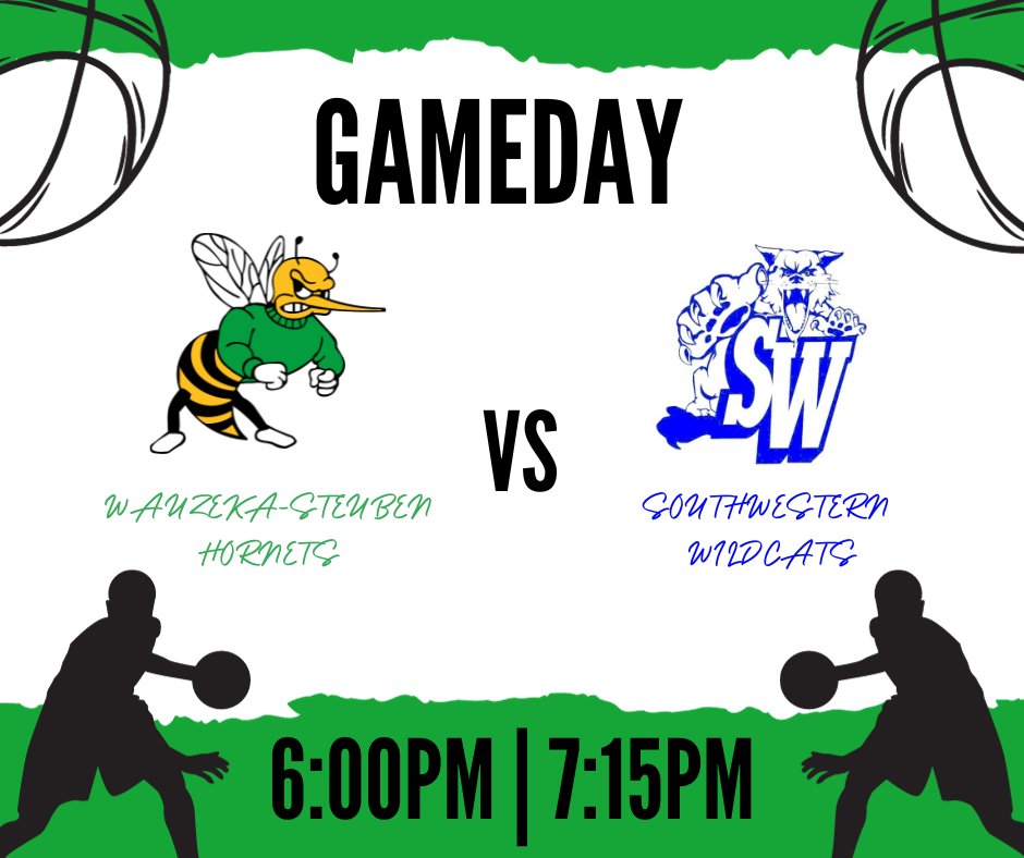 It's GAMEDAY for the Hornets! 

🏀Boys Basketball vs Southwestern Wildcats🏀
📍Wauzeka-Steuben High School
🕕6:00/7:15pm
📺wauzeka.k12.wi.us/community/live…

Go Hornets!
