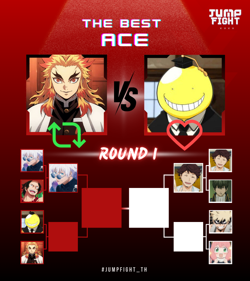 HQSportsdayTH's tweet image. THE BEST ACE | Round 1 (2/2)
TEAM RED 🔴

Retweet -&amp;gt; เรนโงคุ เคียวจูโร่
Like -&amp;gt; โคโระ เซนเซย์

*ขอความร่วมมือหลีกเลี่ยงการ Retweet โพสนี้หากไม่ต้องการโหวต / เชียร์ด้วยวิธี Quote แทน

🗓️Period: 28-30 Nov (🕗8 PM, TH)

#JUMPFight_TH