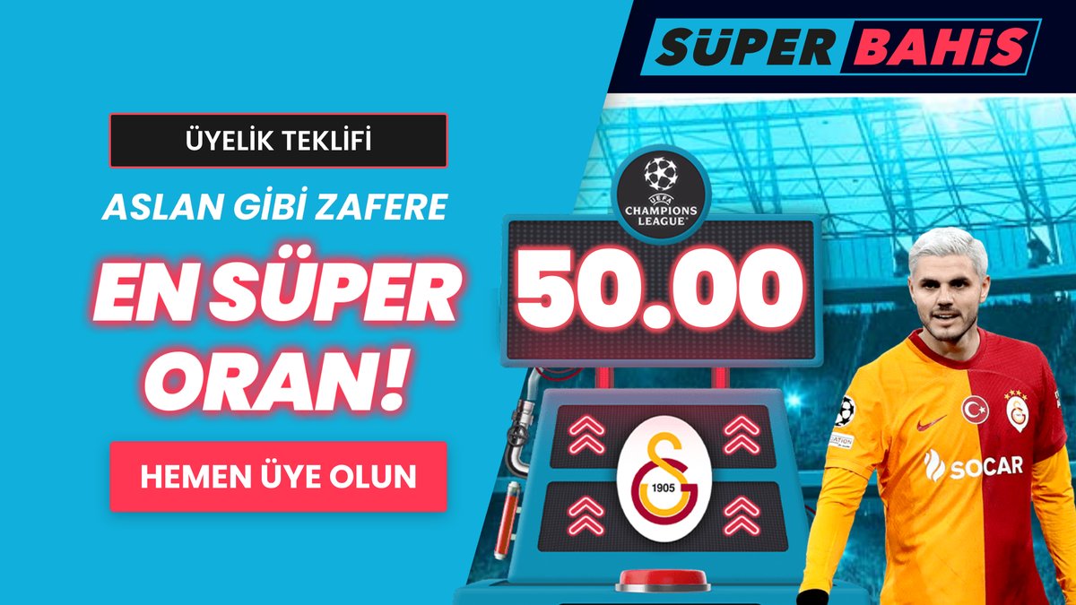 🏆 YENİ ÜYELERE🏆
ŞAMPİYONLAR LİGİ'NDE SÜPER 50.00 ORAN 

1⃣ Hemen üye olarak 'SUPER50' koduyla yatırım yapın.
2⃣Galatasaray'ın kazanacağına tekli bahis yapın.
3⃣Kazancınız anında, bonusunuz ertesi gün hesabınıza gelsin!

📲Hemen üye olmak için bit.ly/3T1xJv3
#GSvMUN