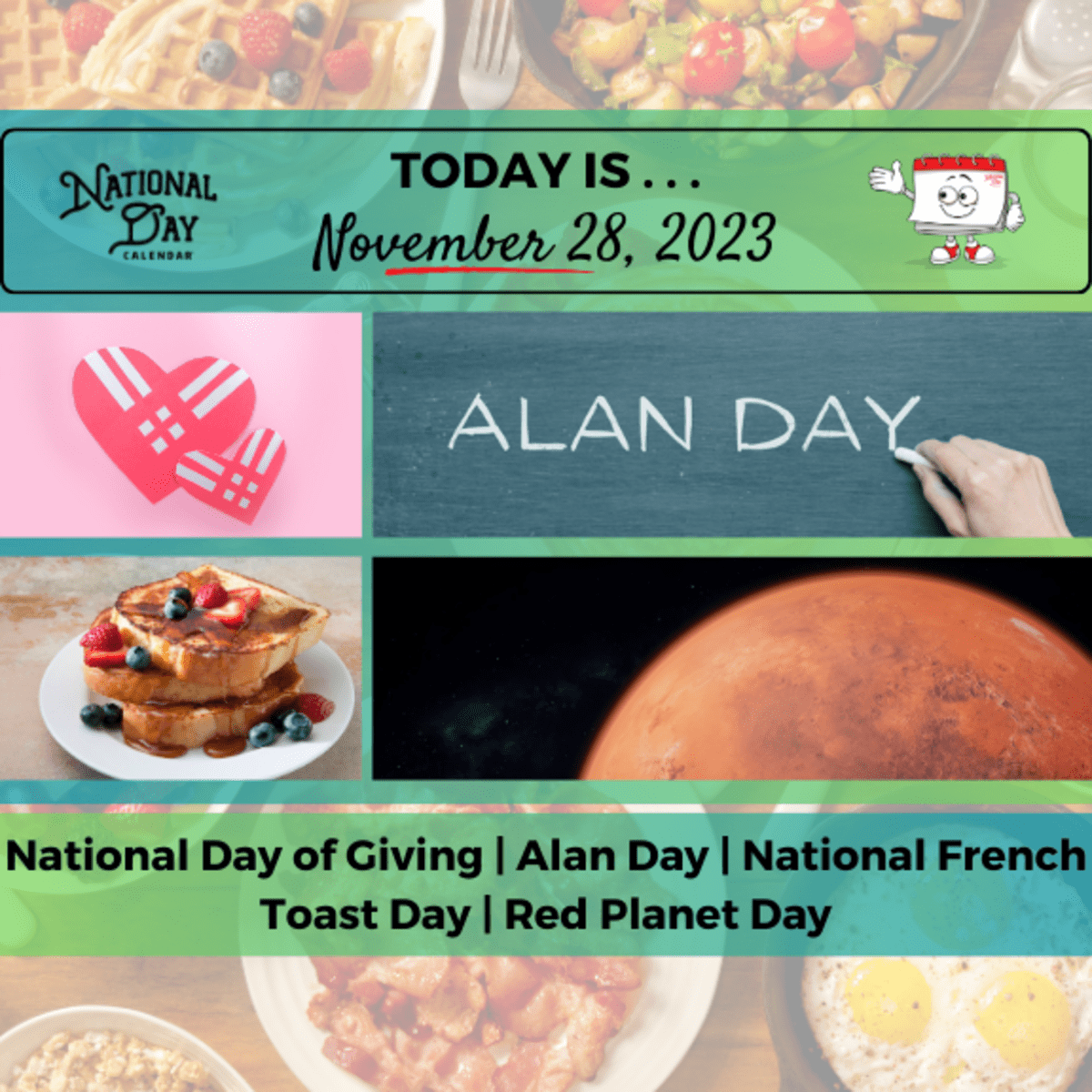 FarmShow's tweet photo. #NationalDayOfGiving
#AlanDay
#NationalFrenchToastDay
#RedPlanetDay https://t.co/7N7NP0gUPX