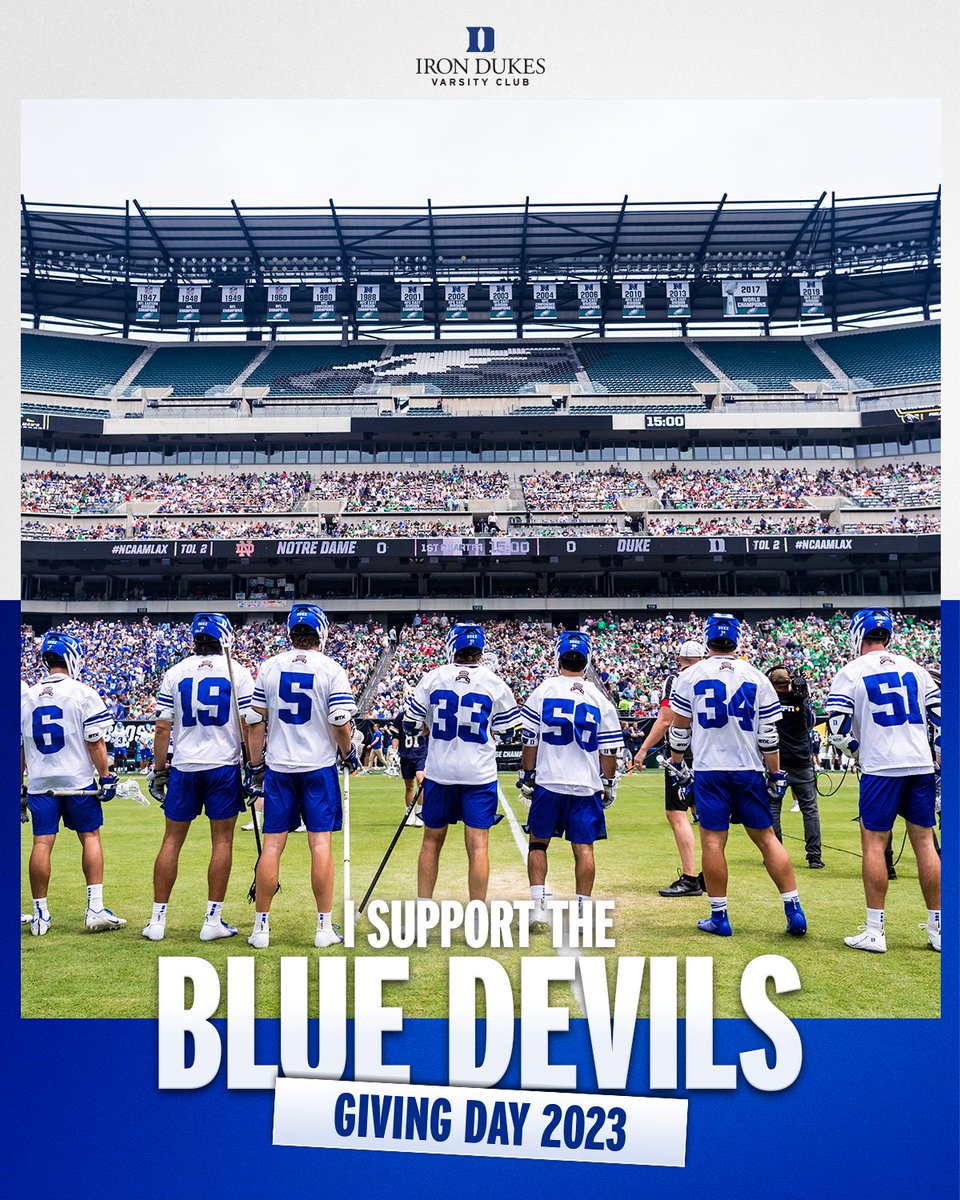Duke Men's Lacrosse (@dukemlax) on Twitter photo Today's the day: It's <a href="/theirondukes/">Iron Dukes | Fundraising for Duke Athletics</a> Varsity Club Giving Day!
Help us get better on and off the field by donating now. You can donate now until Wednesday, November 29 at noon!
🔗 vcgivingday.duke.edu
#GoDuke Today's the day: It's <a href="/theirondukes/">Iron Dukes | Fundraising for Duke Athletics</a> Varsity Club Giving Day!
Help us get better on and off the field by donating now. You can donate now until Wednesday, November 29 at noon!
🔗 vcgivingday.duke.edu
#GoDuke