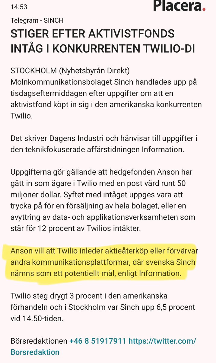 BillieBillion1's tweet image. Anson interested in Twilio #twlo $twlo acquiring Sinch #sinch $sinch - I say goodbye to all the short sellers in Sinch 👋🏼💸📈
