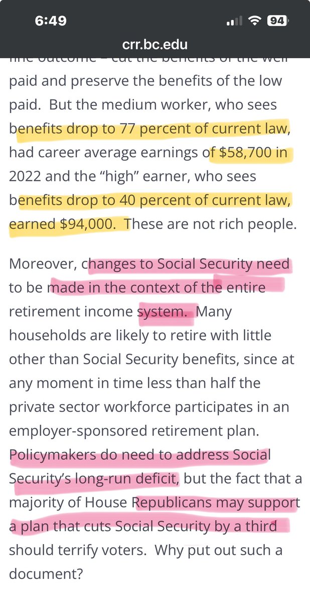 @CCochrane59 @lisabeanie @CurtisHouck Massive cuts and/or privatizing social security and Medicare is NOT the answer. Massive cuts will not sustain retirees. And privatizing only benefits the profiteer. 

Here is what I found googling eliminating benefits -

Excerpt from crr.bc.edu/congressional-…