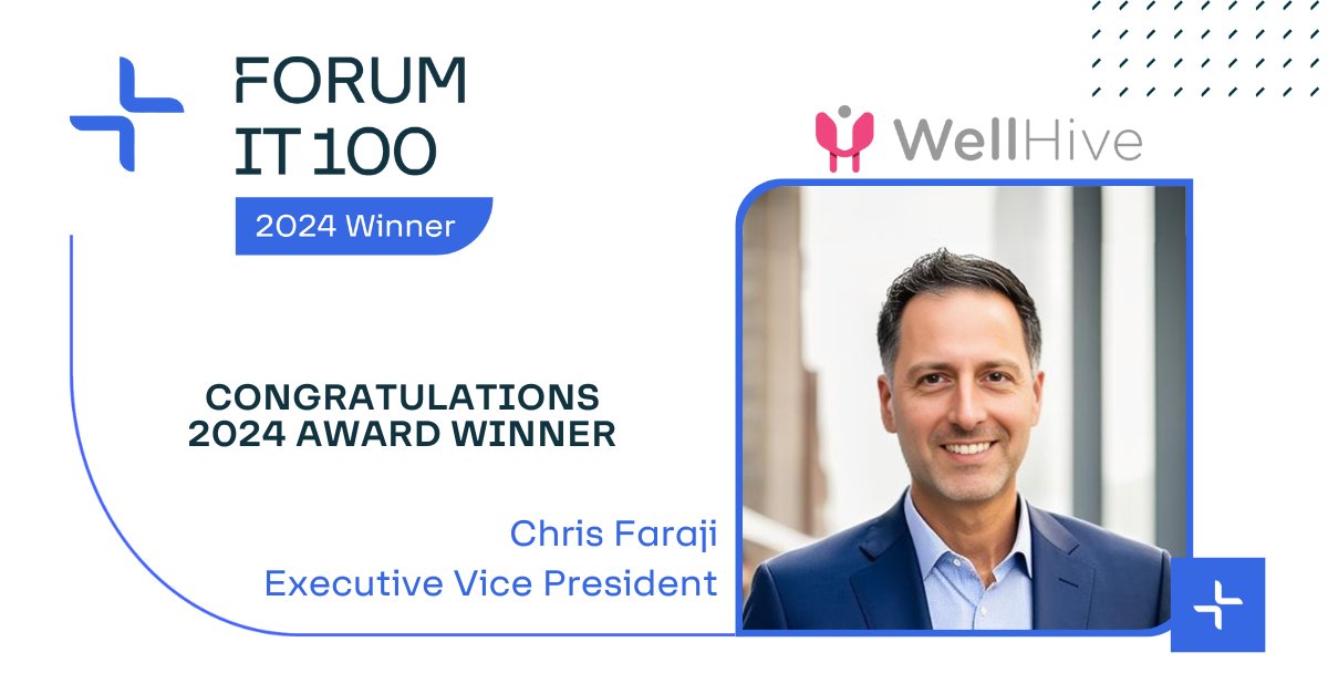 We are excited to announce that our EVP, Chris Faraji has been named a 2024 #FORUMIT100 Award Winner! We look forward to celebrating him at the 8th Annual FORUM IT100 Awards and Holiday Celebration on Tuesday, December 12. bit.ly/3Sbu51e . . . #FORUMIT100 @FORUM